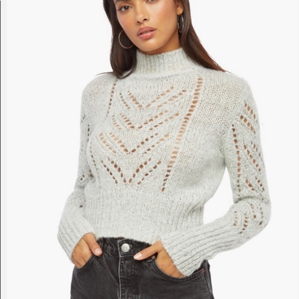 New JustFab Mock Neck Pointelle Sweater